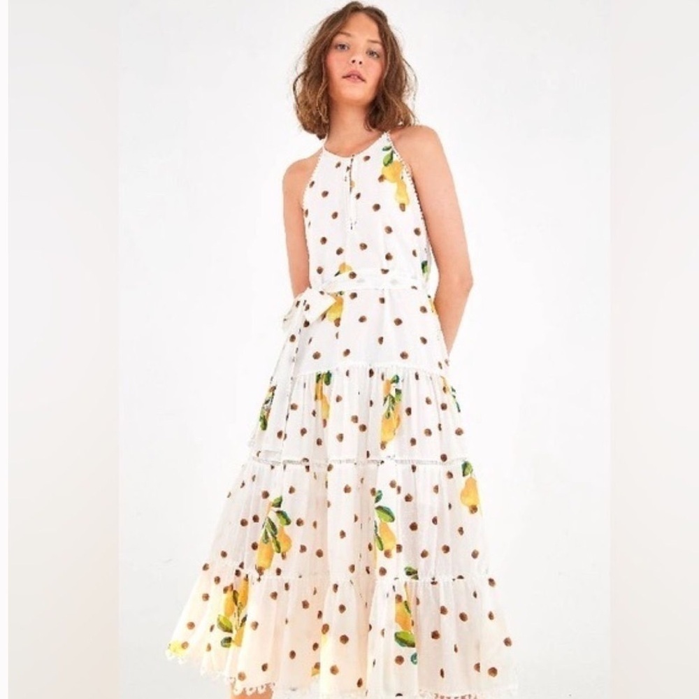 Farm Rio Cashew Dot Sleeveless Midi Dress Size L